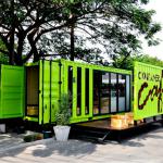 Shipping container cafe with beautiful design