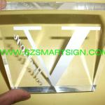 clear acrylic silk screen printed standing desk trophy sign