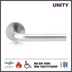Stainless Steel Lever Handle 02 - Square Rose Bolt Through Door Handle Satin