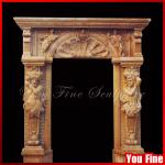 Decorative hand carved natural stone door surround