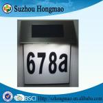 Stainless steel solar powered solar house number with lights
