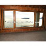 Wood Grain Color Casement 3 panel triple UPVC Windows with Fixed Panel