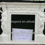 Elegant caved natural marble outdoor fireplace mantel