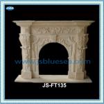 Hand Carved Natural Stone Luxury Fireplace Mantel With Flower Sculpture