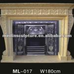 Flower carving beige marble fireplace surround marble