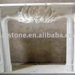 Flower Carved Stone Fireplace Mantel