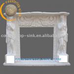 White marble fireplace mantel