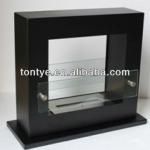 2-Glass Freestanding Bio-Ethanol Fireplace+1.5L Capacity+Double Layer Stainless Steel Burner+Tempered Glass