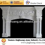 Caved natural indoor marble fireplace