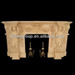 Vintage Freestanding Beige Marble Fireplace Surround in Parthenon Style BF11-0122a