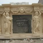 Carved Stone Beige Marble Fireplace