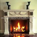 Modern European white marble carved electric fireplace