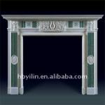 white and green polished marble fireplace