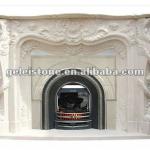 White Marble Carving Gas Fireplace Indoor