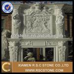 Home decoration elegant natural indoor carved marble fireplace TF047