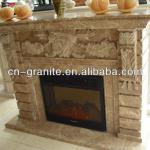 Light Emperador marble fireplace with carved SJF-030