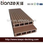 Tianze WPC brown FSC/CE/SGS wood blade polymer plastic composite decking 140x25mm hollow