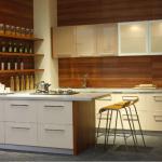 Modern Wood Grain PVC and Melamine Finish Kitchen Cabinet