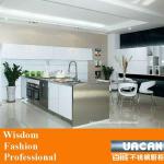 American style aluminium kitchen design models with tempered glass front storage cabinet modern kitchen cabinets