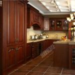 Classic Solid Wood Kitchen Cabinet with wine rack Design