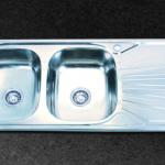double bowl kitchen sink with drainboard -- HQ-9575TL