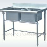 Commercial stainless steel double sink washing table