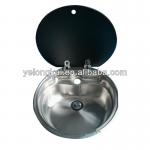rv round kitchen sink with plastic lid