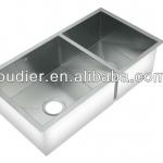 Odier Double Sinks Hand Make Steel Kitchen Sink 304( Sizes: 820(830,790,780) X 460(450,430) X 230MM)-808