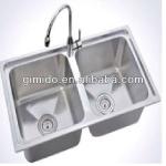 double bowl stainless steel sink in kitchen-GLS074