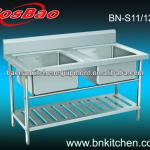 Commercial 304 stainless steel kitchen sink table with drainboard BN-S11/12-BN-S11/12