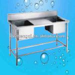 Hot Sale Stainless Steel Double Basin Kitchen Sink Bench(211601)