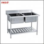 Stainless Steel Restaurant And Hotel Free Standing Two Bowl Commercial Sink