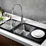 GTB12050R New arrival stainless steel crystal glass surface kitchen sink