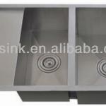 MS504 zero radio and R10 top mount and undermount double bowl with drain board hand made stainless steel kitchen sink