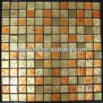 GM32 Glass Mix Metal Mosaic Wall Tiles, Stainless Steel Mix Glass Mosaic Tiles, Metal and Glass Mosaic