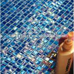 Mixed color glass tile ocean mosaic backsplash
