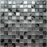 Beautiful White and Gray hand painting 1x1 glass mosaic tile-Saga-0349