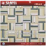 wholesale glass strip stainless steel mix thickness 8 mm glass mosaic tile