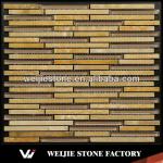 Yellow Marble Stone mixed Brown Glass Mosaic Tile