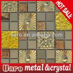 Mix material decorative gold brushed metal mosaic
