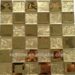 8mm golden glass mosaic and stainless steel metal mosaic tile