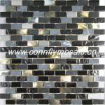 Stone, Shell, Glass and Stainless Steel Subway Black Nature Shell Mosaic
