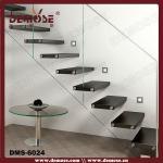 Hidden Stringer Wooden Glass Stairs/Staircase