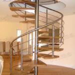 Modern Spiral Staircase With Wooden Tread