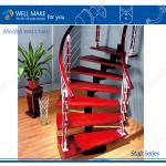 2014 Glass wood stairs Staircase with wooden tread and steel rod