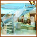 Luxury curved glass railing stairs