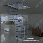 Indoor stainless steel tempered glass spiral staircase