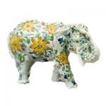 Handprinted Flower Fingerhut Elephant Statue