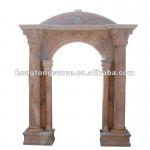 Red Marble Column Arch Pattern Carving