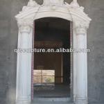 White Stone Arch Door Surround Carving